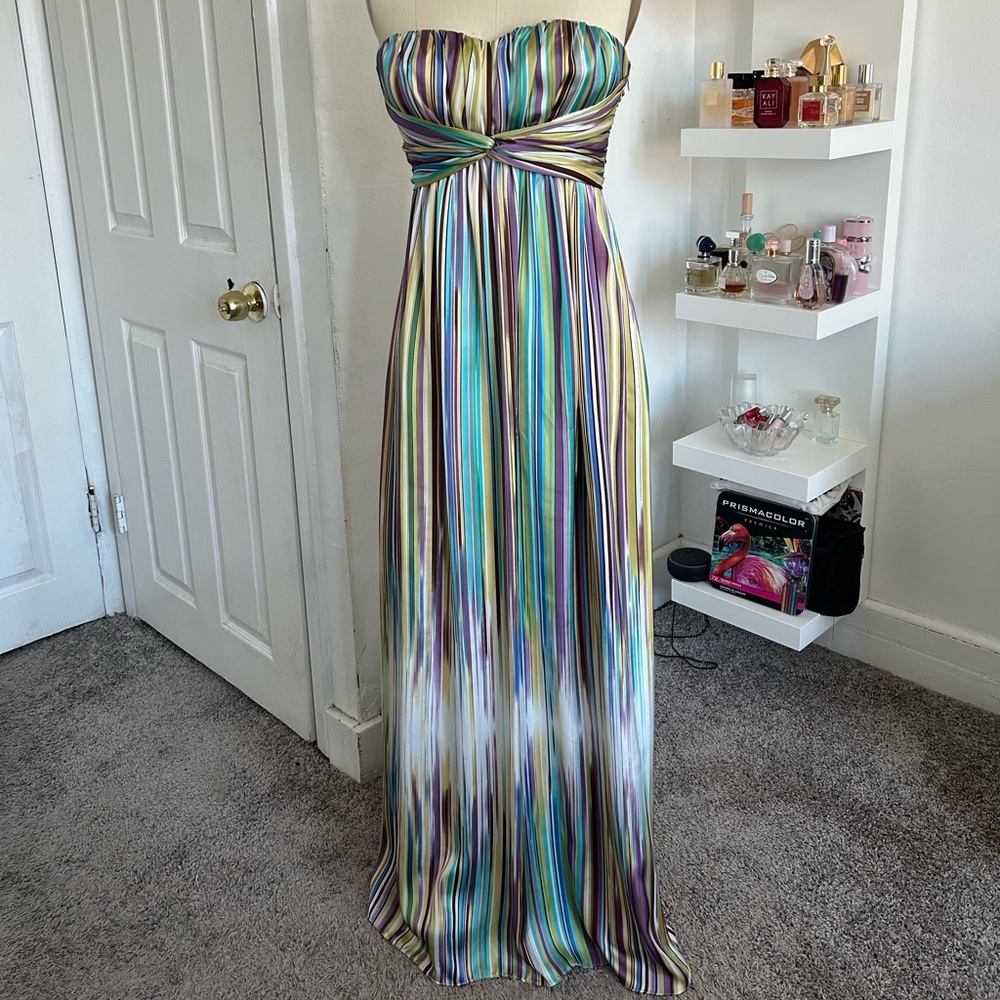 Multicolor Strapless Maxi Dress